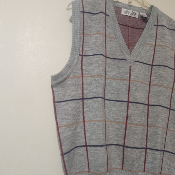 Vintage Castle Rock V neck Plaid Vest Large - Picture 3 of 5
